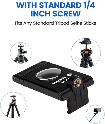 Miniatura 3 de Fotopro Soporte de trípode para teléfono con tornillo de 14 de pulgada, adaptador universal de montaje para teléfono celular para monopod selfie