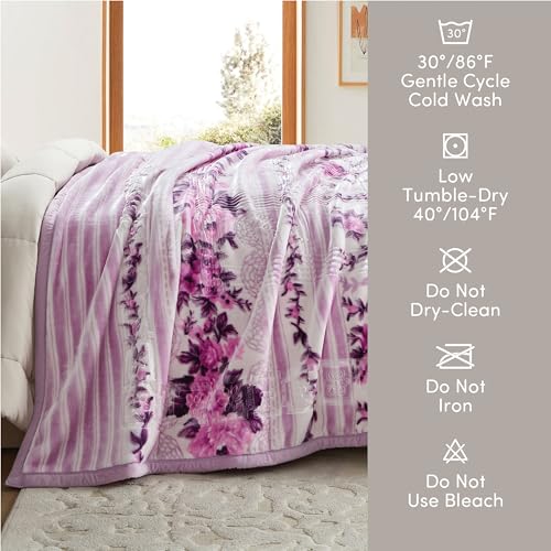Image of Nestl Korean Mink Blanket Queen Size - 9 Lbs Velvet Fleece Korean Blanket - 2 Ply Warm & Thick Winter Blanket - Wrinkle & Fade Resistant - 79 x 94 Inches (Lvender)