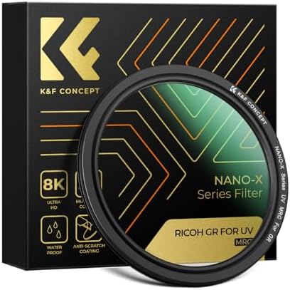 K&F CONCEPT UV Filter Compatible with Ricoh GR IV GR II GR III GR IIIx GR IIIx HDF Diary Edition and Street Edition, Ultra Slim 28-Layer Nano Coating Opical Glass Protection Filter (Nano-X Series)