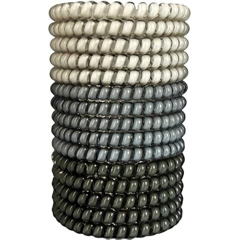 Hodooly 15 Pcs Telephone Cord Plastic Hair Coils, No Crease Spiral Elastics in Gray Medium Cover