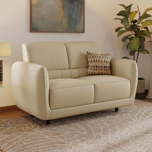 Image of Wakefit Sofa Set | 5 Year Warranty | Sofa 2 Seater, 2 Seater Sofa for Living Room, Wooden Sofa Set, Couch Sofa for Living Room - Solomon(Robin : Beige)