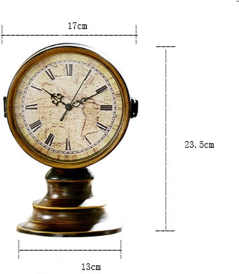 Vintage Metal Face Round Desk Table Clock Classic Desktop Foe Living Room Home Decoration