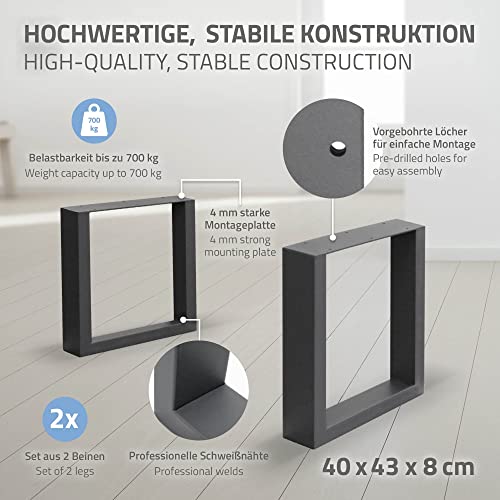 ECD Germany 2 x Gambe da Tavolo in Accaio