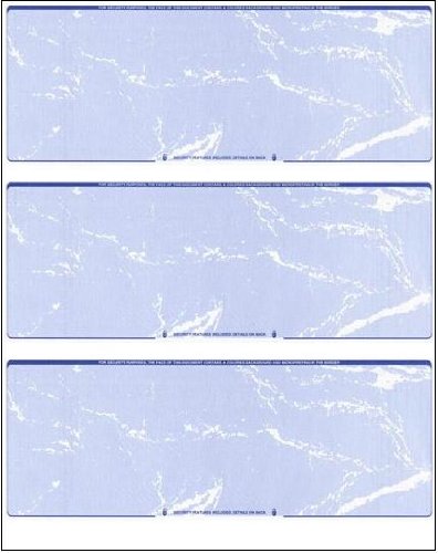 Business Voucher Check Stock - Computer Laser Checks - 3 Checks Per Page, 1000 Sheets/3000 Checks, Blue Marble
