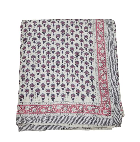 Exportindia Colcha india Kantha hecha a mano de algodón estampado a mano Kantha, colcha Kantha colcha suave de algodón fino hecho a mano (King / Queen Size 90 x 108 pulgadas)