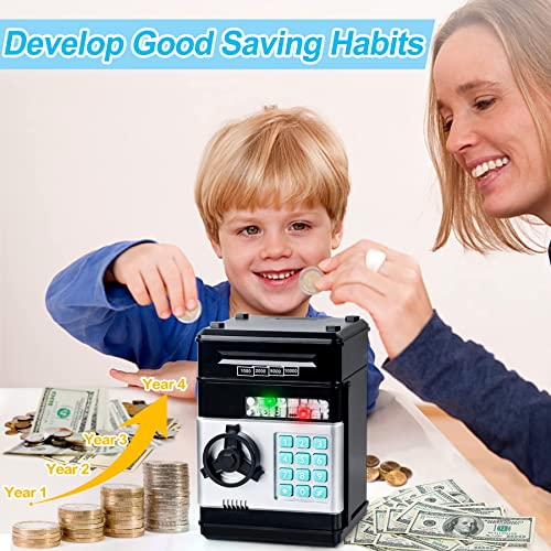 Image of Refasy Piggy Bank Cash Coin Can ATM Bank Electronic Coin Money Bank for Kids Age 3-12, Money Savings Box Mini ATM Coin Bank Toys Gifts for 3 4 5 6 7 8 9 10 11 12 Year Old Boys Girls