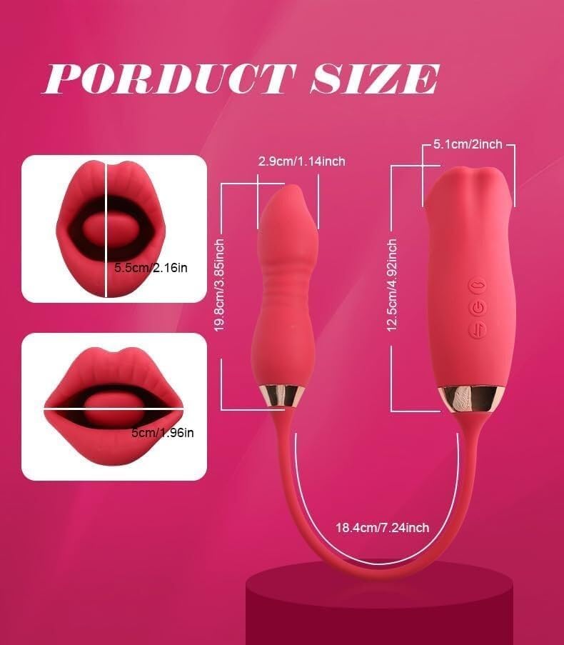 Adult Sex Toys Vibrator with 9 French Kissing Modes and Vibration Modes, G-spot Toy and Clitoral Tongue, Rose Vibrator, Dildo