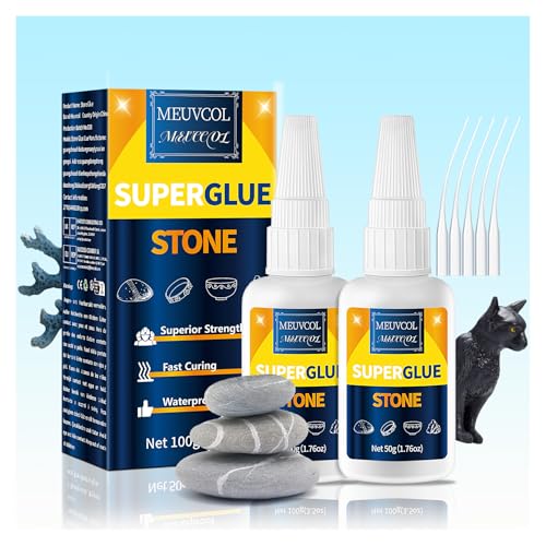 Steinkleber 100g – Starker Natursteinkleber & Marmor Kleber Für Granit, Kunststein & Strasssteine | Transparenter, Wasserfester & Schnell Trocknend Steinkleber für Marmor & Bastelprojekte, Frostsicher