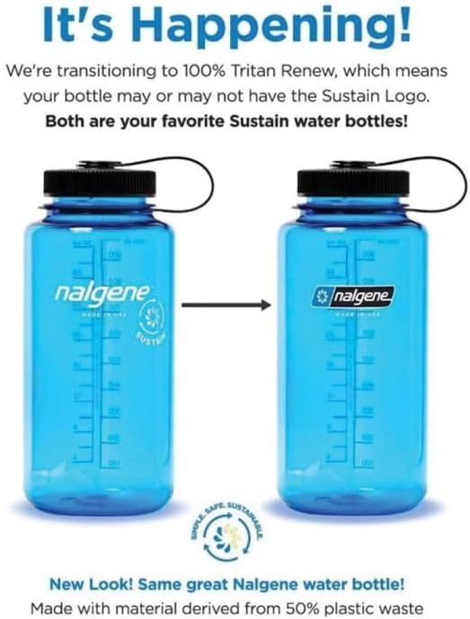 Nalgene Sustain Tritan BPA-Free Water Bottle Made with Material Derived From 50% Plastic Waste (using ISCC certified mass balance), 32 OZ, Wide Mouth - Image 2