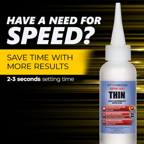 Starbond 2OZ-THIN Em-02 Super Fast Thin, Premium Instant Ca (Cyanoacrylate Adhesive) Super Glue Plus Extra Cap And Microtips thumb #2