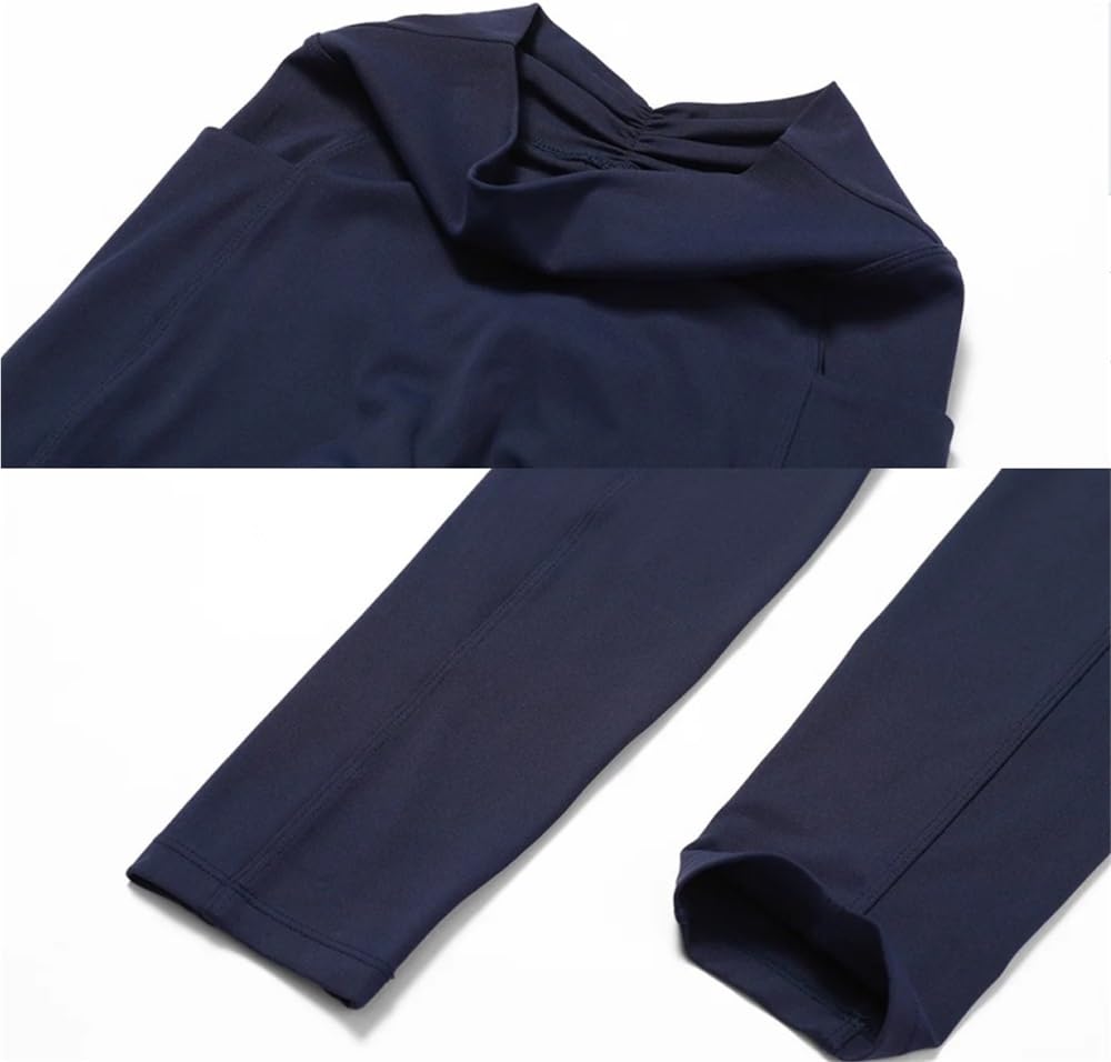 KM Damski dres do jogi, zestaw, trening, odzież sportowa, odzież na siłownię, fitness, długi rękaw, krótki top, legginsy z wysokim stanem, garnitury sportowe