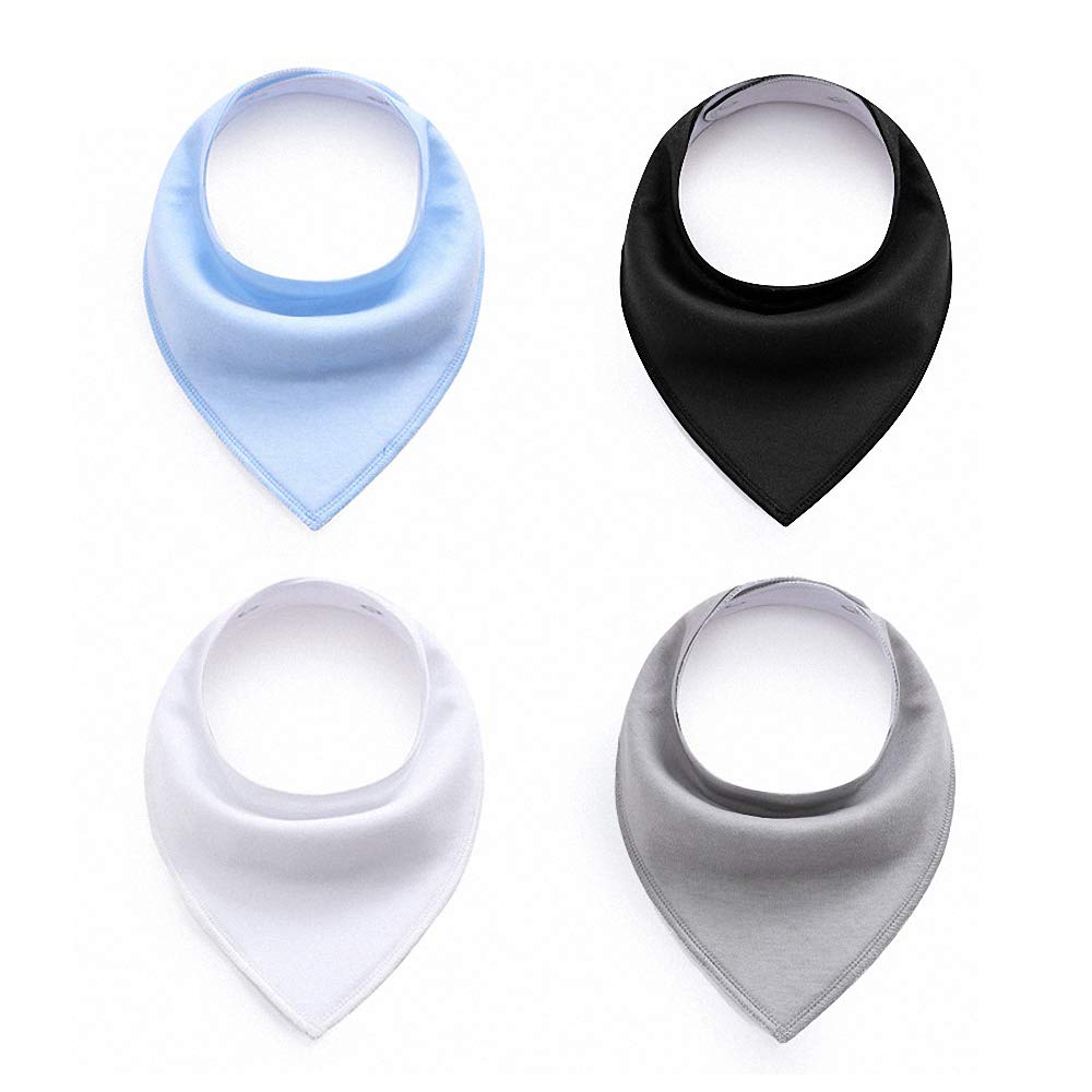 Ulalaza 4PCS Baby Drool Bibs Teething Bandana Organic Cotton Reversible Super Absorbent for Boys and Girls