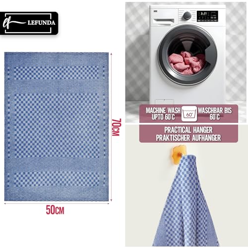 Set di 10 Strofinacci Cucina-Asciugamani da cucina in 100% cotone, 220 GSM, Morbidi e Super Assorbenti, Facilmente Lavabile, 50x70cm, Stracci, Canovacci, Asciugami, Strofinaccio, 10 Blu - immagine 6