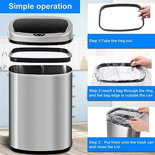 Bote de basura automático acero inoxidable 50L miniatura 3