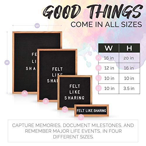 Felt Like Sharing Letter Board (Black Felt - 12”x16”) – Changeable Message Board with 3 Sets of Felt Board Letters for Home, Office & Aesthetic Room Decor – Wall Letterboard Signs In Oak Frame