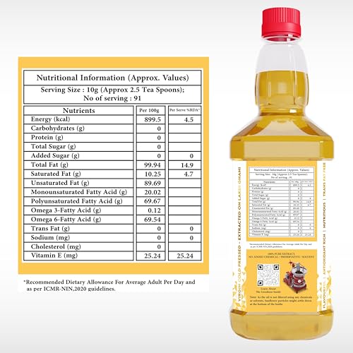 Image of IndicWisdom Wood Pressed Sunflower Oil 1 liter (Cold Pressed Sunflower Oil - Extracted on Wooden Churner)
