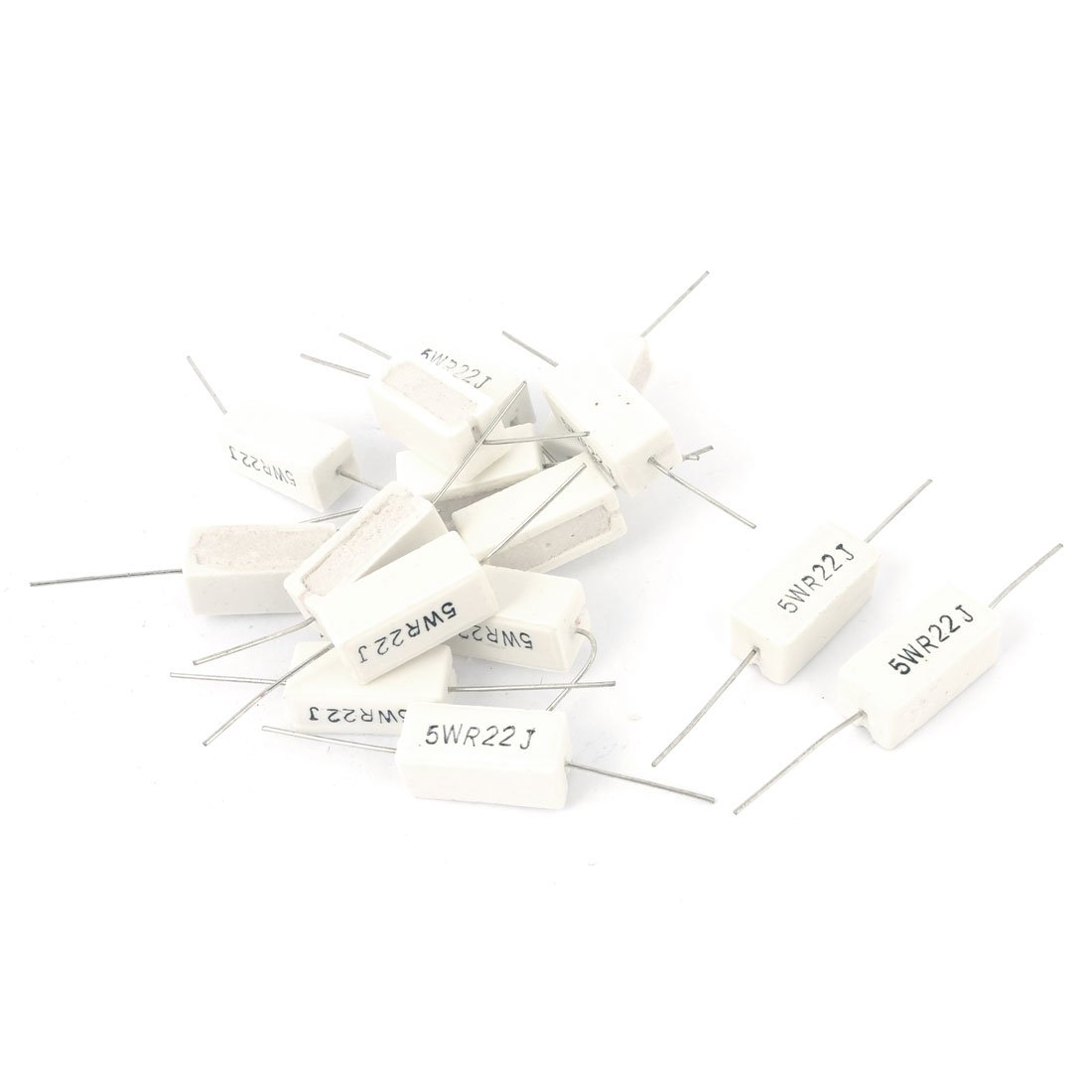 15 Pcs 5W 0.22 Ohm 5% Radial Lead Wirewound Ceramic Cement Power Resistor (15 piezas 5W 0,22 ohmios 5% de resistencia de alambre de cerámica enrollada de alambre Radial