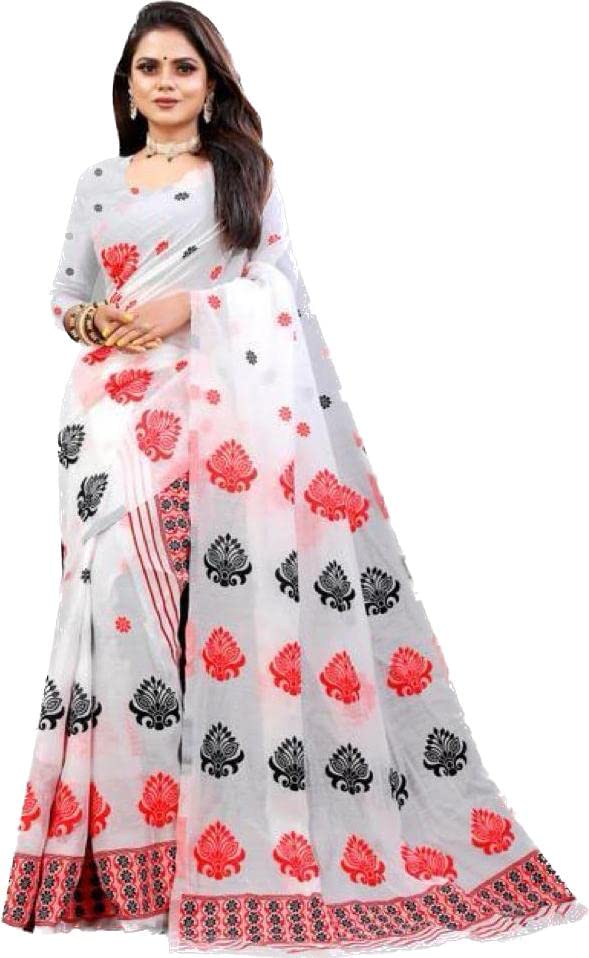 GenericWomen's Assamese Art Nuni Red Black Thread Mekhela Chador