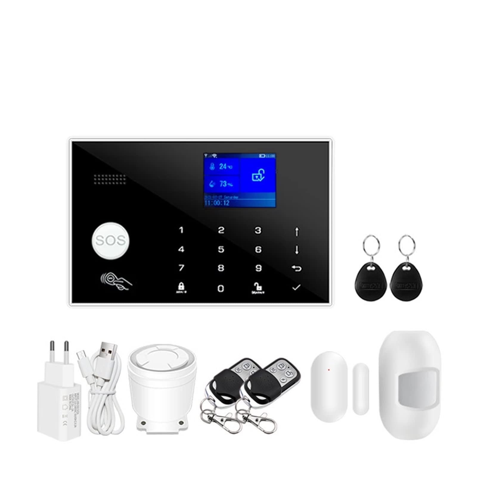 CUDTAPI Tuya GSM Home Security Alarm System Support Network Temperature Humidity Smart Kit(Option C)