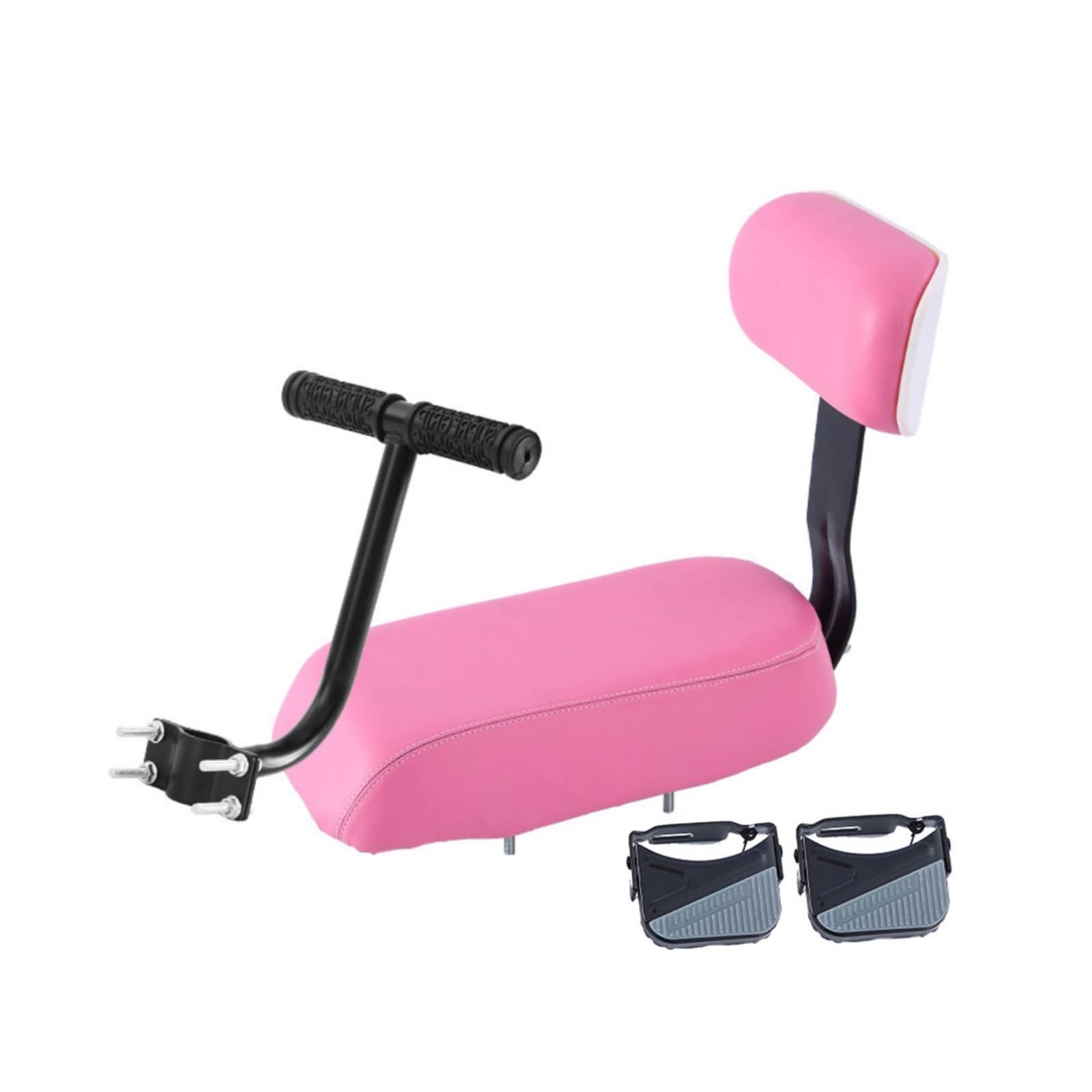 predolo Seggiolino Bici Bambini Sedile Posteriore Cuscino con Schiuma Elastica Schienale Ergonomico Fissaggio Solido al, Rosa, V3 Super Morbido 7cm Con Schienale, Bracciolo E Poggiapiedi Pieghevole
