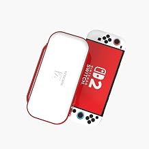 Capacity Carrying Case for Nintendo Switch 2  2025  , Ultra AIR EVA Travel Pouch with 12 Game Cartridges, Screen Protective Cover, Accessories Storage Bag, White&Red