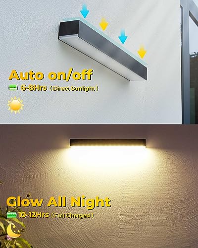 LUHLEE Solar Wall Lights - Modern Outdoor Solar Wall Lamps, Bright LED Wall Sconce for House, Yard, Deck, Garage, Front Porch