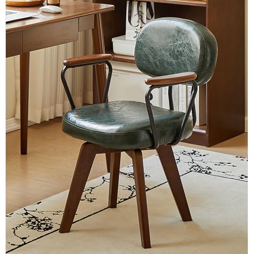 Silla de escritorio giratoria tapizada de piel sintética, sillón moderno de mediados de siglo con patas de madera de roble para sala de estar y oficina