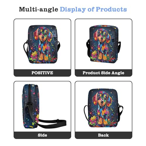 small messenger bag for men mens crossbody bag Purses Cross Body Bag Adjustable Strap for Travel Travel- Sweet Dachshund Dripping Paint4