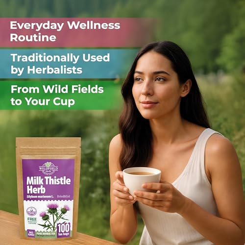 Image of 100 Bags Milk Thistle Tea Herb Dried Cardo Mariano Herbal (Silybum Marianum) - 100 Count 1.5g Tea Bags Dry Milk Thistle Herb Cardo De Leche