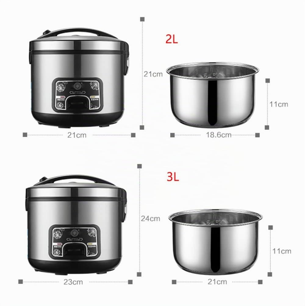ZHANGMIN Cuociriso Elettrico, Pentola Interna Antiaderente in Acciaio Inossidabile 201, Funzioni di Cottura/Caldo in Acciaio Inossidabile, Alimentazione 220-240 V UK/EU (Color : 2L)