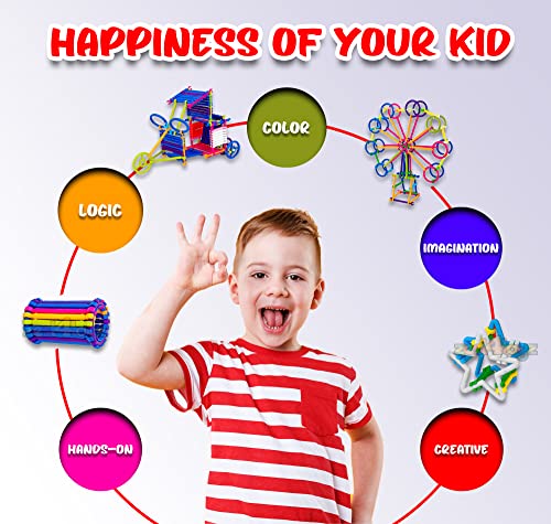 Image of zest 4 toyz Stick Games 250+ Assembly Colorful Straw Educational Smart City Building Blocks for Kids Smart Stick Games Puzzle Blocks Activity Play Toys for Boys & Girls
