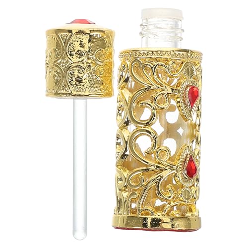 DECHOUS Botella de Perfume Recargable de Vidrio Vintage 3 Ml Piedras Preciosas de Dubái, Dispensador Portátil de Fragancia para Viaje, Frasco Decorativo para Aceites Esenciales