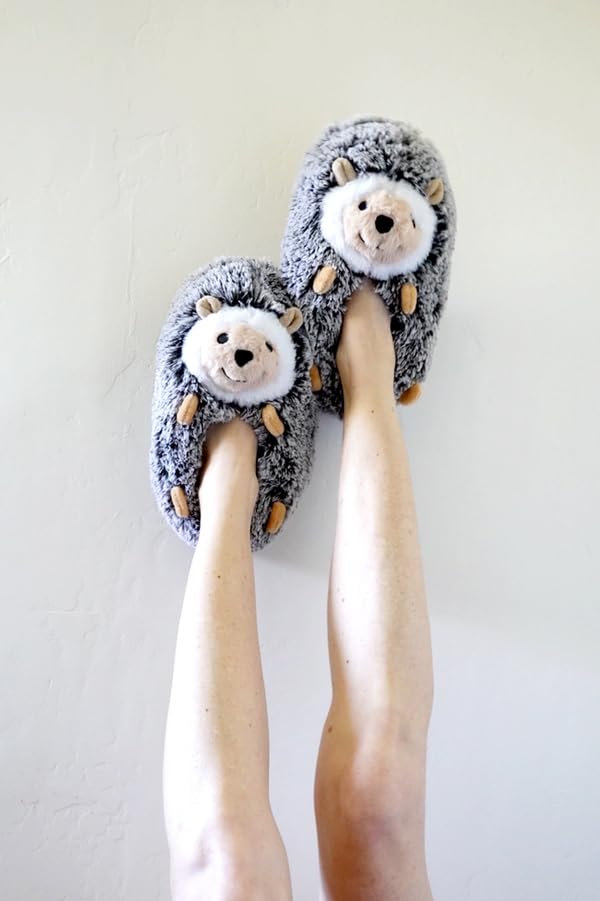 Image of Women's Animal Plush Slippers, Cute Cozy Fuzzy House Shoes Non-Slip Sole