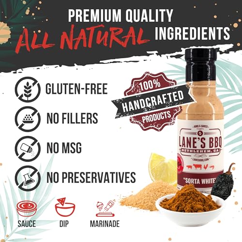 Lane\'s Sorta White BBQ Sauce, Award Winning Chicken Dipping Sauce, Goes Well With Beef, Meat & Burger Sauce, Made in USA Alabama White Sauce, 13.5 Oz