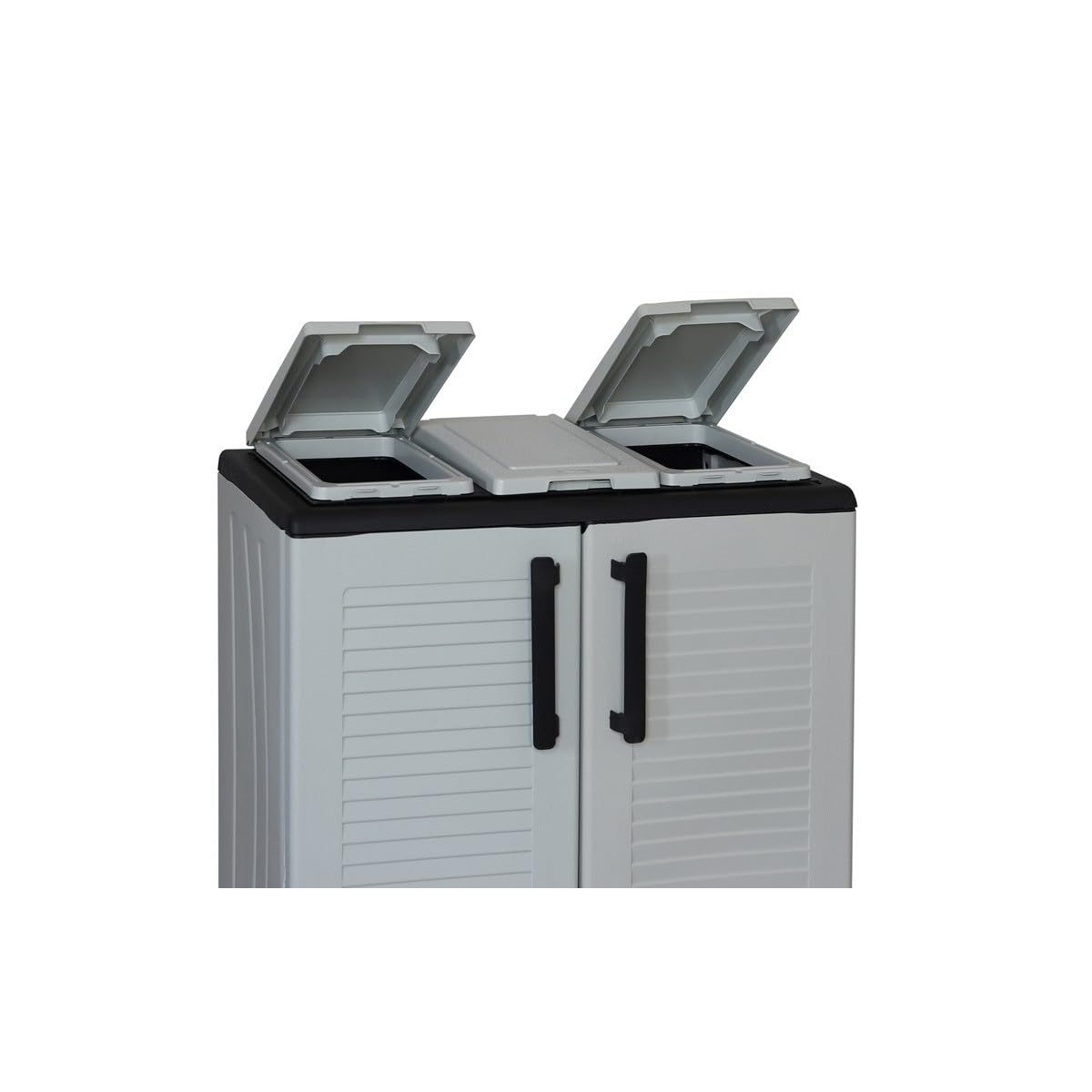 INTEC - Armoire à Poubelles de Tri Sélectif 3 Sacs - Meuble de Recyclage Déchets Intérieur/Extérieur - Organisateur Résistant 2 Portes 68 x 37 x H90 cm