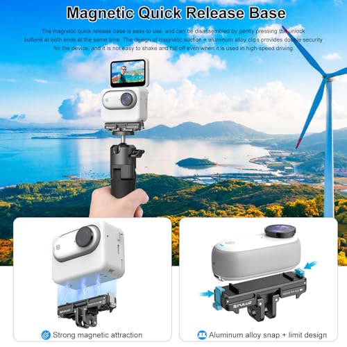 PULUZ Magnetic Quick Release Mount for Insta360 GO 3/3S, 1/4" & 2-Prong - image 5