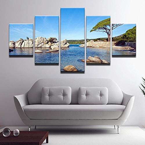 Lienzo 5 paneles de pared con imagen de animal y árbol artístico 2