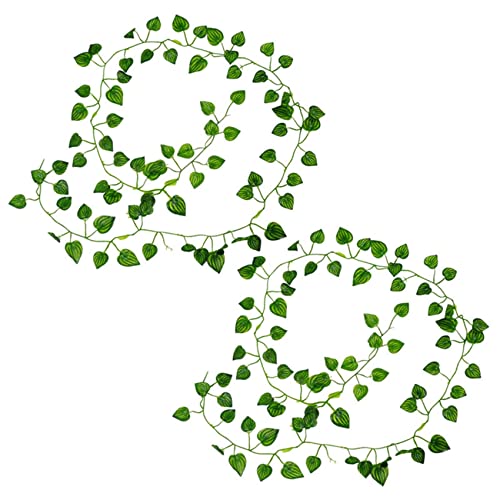 Uniqal Plantas artificiales de 2 m de largo, hojas de hiedra verde, hojas de uva artificial, hojas de follaje de partenociso, hojas de uva Cover