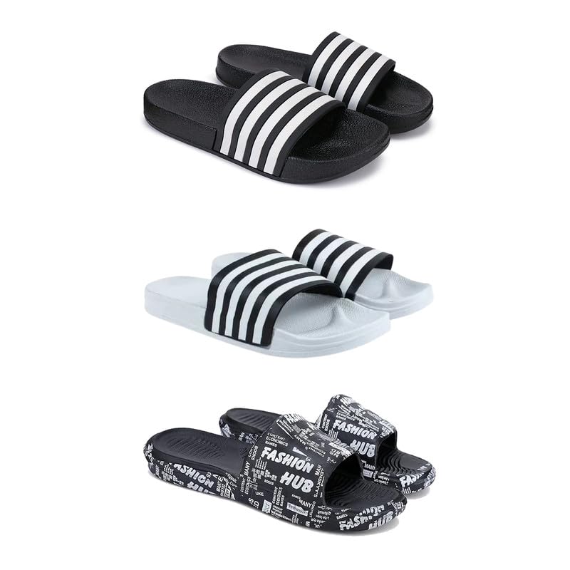 WINGSCRAFT Lightweight Classic Slider || Sandals with Clogs for Men-Combo(3)-3024-3026-3103-9 Black-8855 (B0D9QXRZP4) Amazon Price History, Amazon Price Tracker