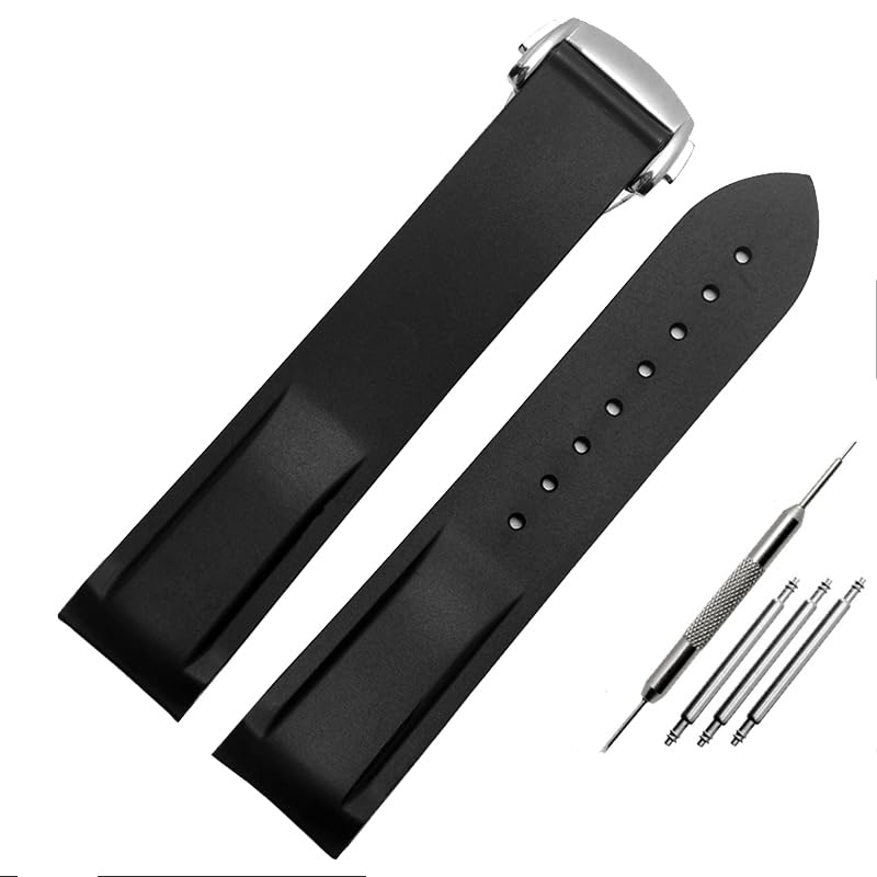 Bracelet 20mm en silicone pour Omega Seamaster 300 et Speedmaster à interface incurvée