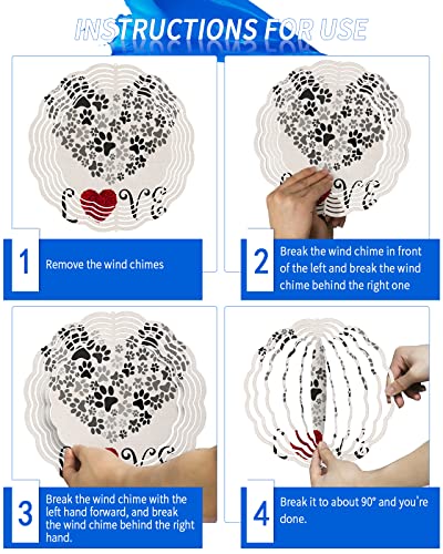 Love Heart With Dog Footprints Wind Spinners For Yard And Garden, 3D Stainless Steel Wind Spinner, Roses Love Linen Texture Wind Sculptures Spinners Indoor Outdoor Hanging Crafts Ornaments 9.8 Inch #TOP5