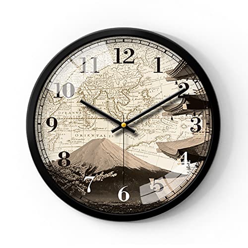 NaoSIn-Ni Horloge murale rétro classique, plusieurs fuseaux horaires, horloge murale horaire mondiale, signe de ville/état/pays, grands chiffres romains et...