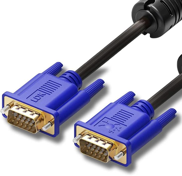 Herfair VGA Cable for Computer Monitor Lead with Ferrite Cores, Male to Male VGA Cable Cord Gold Plated VGA Extension Compatible with Projectors,HDTVs,Displays,Laptops (1.5M)