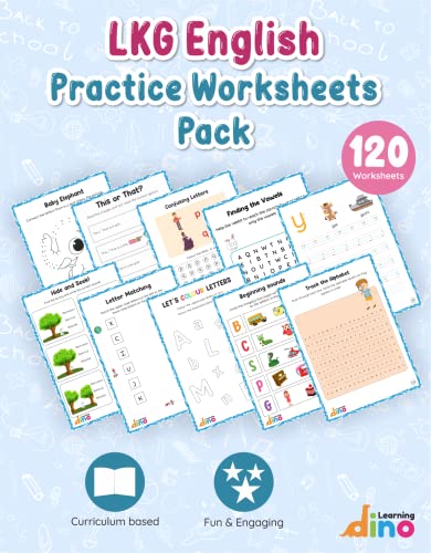 Image of Learning Dino - LKG English Activity Worksheets Pack - 120 Pages + Sticker sheet Medium