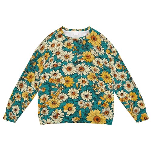 JUNZAN Cartoon Sunflower Star Teal Little Girls Hoodie Sweatshirt Long Sleeve Kids Hoodies Boys Athletic 4T