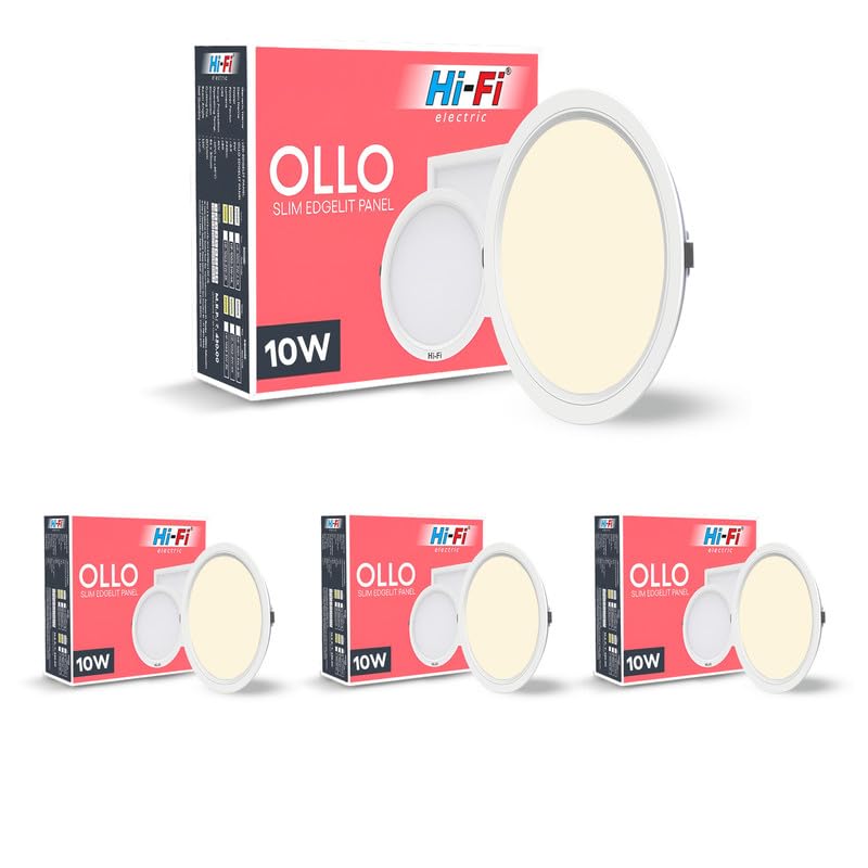 Image of Hi-Fi OLLO 10-watt Round LED Downlighter | LED Ceiling Light for Home and Hall | Cut Out: 68 mm, Color: Warm White Light, (3000K) Pack of 4-Polycarbonate