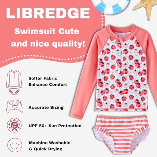 Image of Toddler Girls Swimsuit Rash Guard Sets 2-Piece Bathing Suits UPF 50+ Summer Kids Swimwear 2-7T