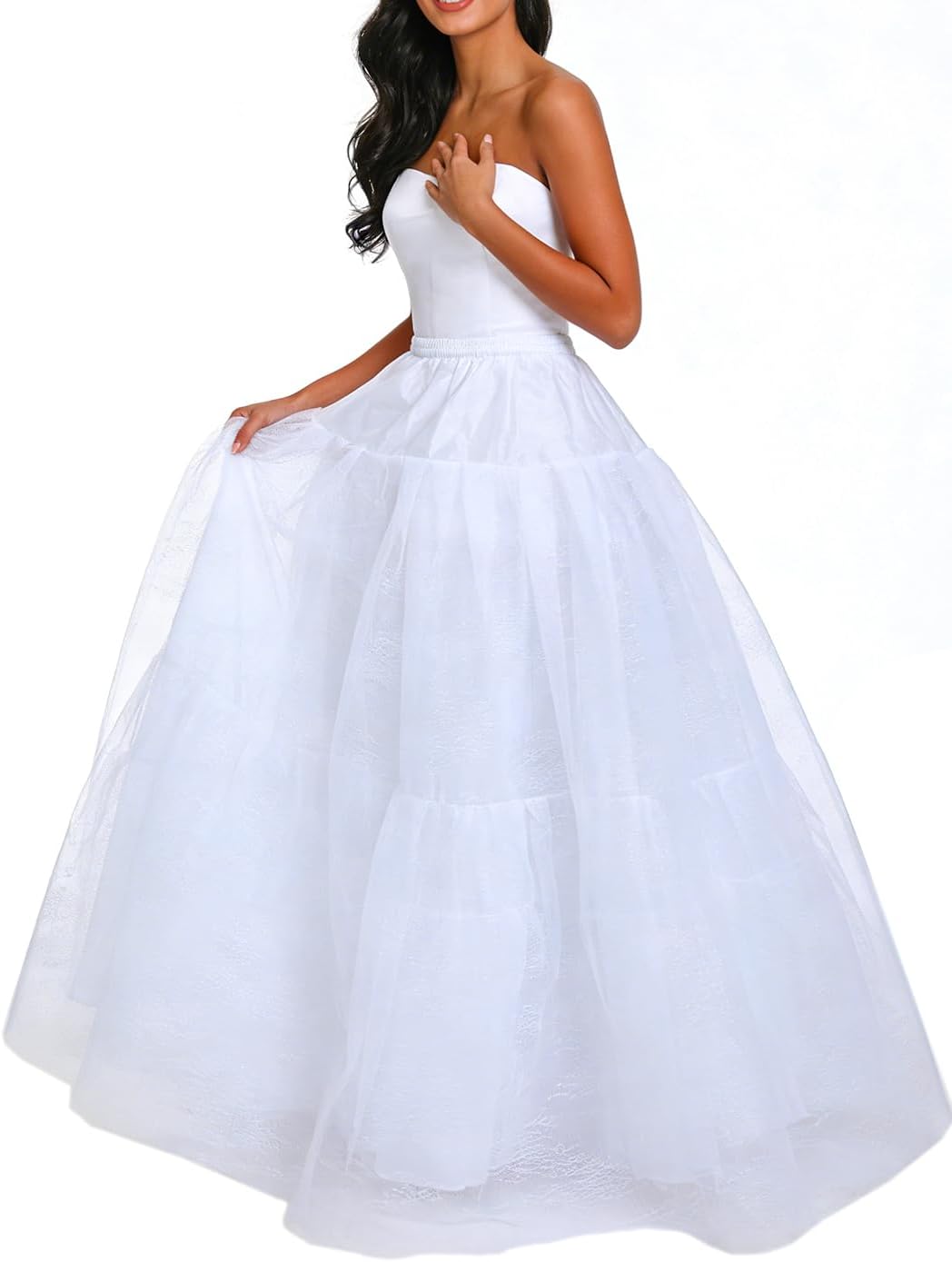Urieo Hoopless Petticoat Crinoline A-line Slip Underskirt for Wedding Dress
