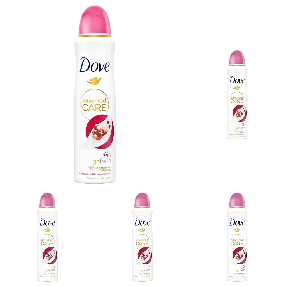 Dove Advanced Care Anti Transpirant Deo-Spray go fresh Granatapfel- und Zitronenverbenenduft mit Skin Hydration Technology 150 ml (Packung mit 5)