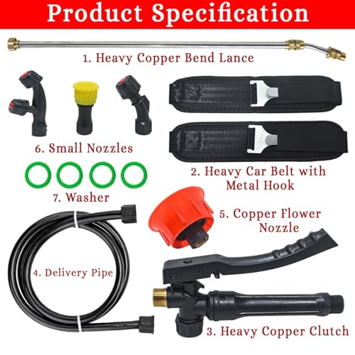 Image of OEM Agriculture Sprayer Spare Parts Kit | Heavy-Duty Copper Bend Lance, Nozzles & Belt with Metal Hook | Premium Accessory Kit, Suitable with All Battery Sprayers
